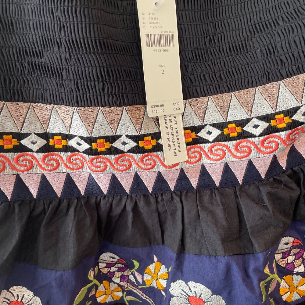 NWT Anthropologie One Shoulder Embroidered Midi Ruffle Dress Size 2 - Picture 5 of 5